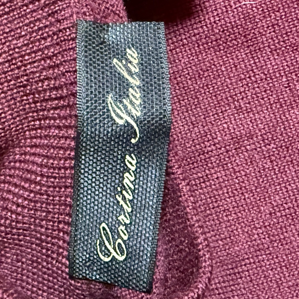 Cortina Italia Made in Italy Plum 100% Merino Wool Mock Neck Sweater XXL - Picture 5 of 5